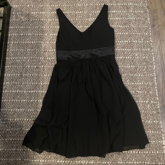 Ann Taylor Black Silk Cinched Waist Pleated Dress - Picture 5 of 6